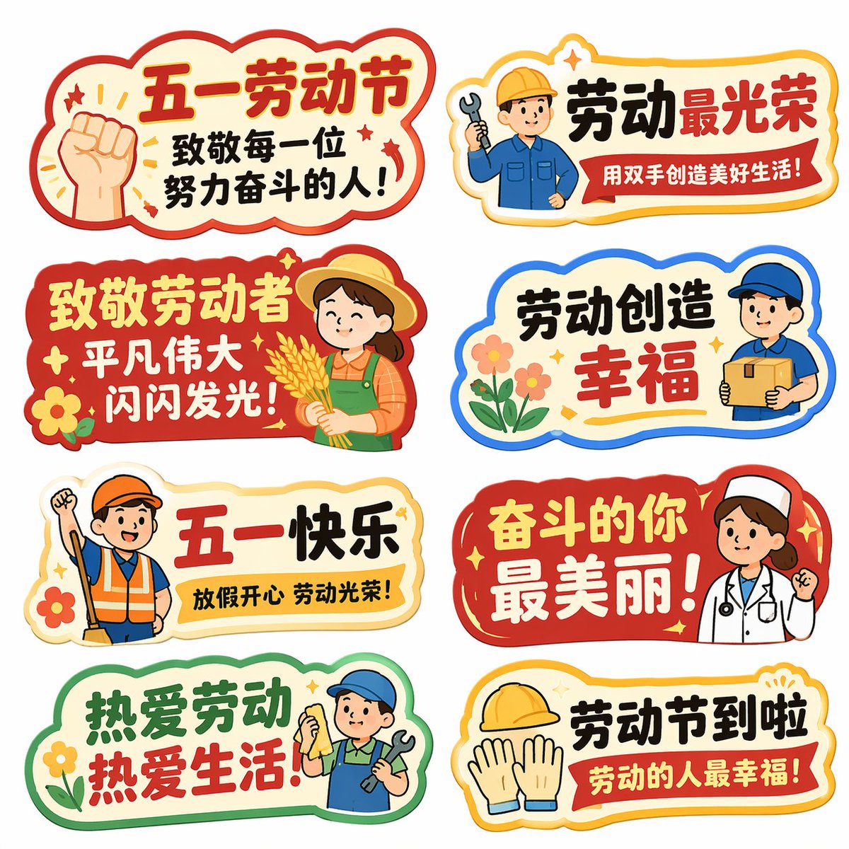 五一劳动节手举牌创意设计集